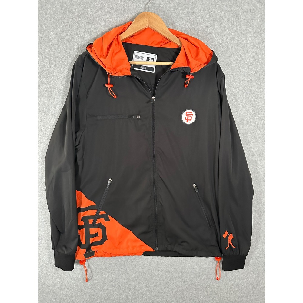 Baseballism Windbreaker Mens Medium Black Orange SF Giants MLB Hooded Jacket
